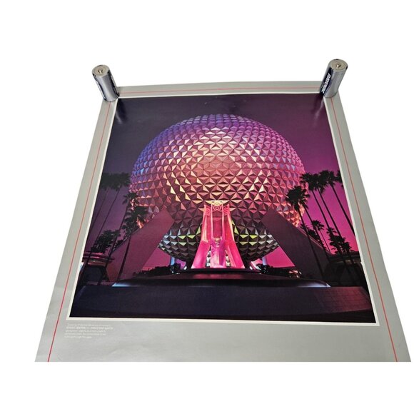 Vintage Epcot Center Spaceship Earth Sphere Poster 24"x18" Disney World - Picture 2 of 10